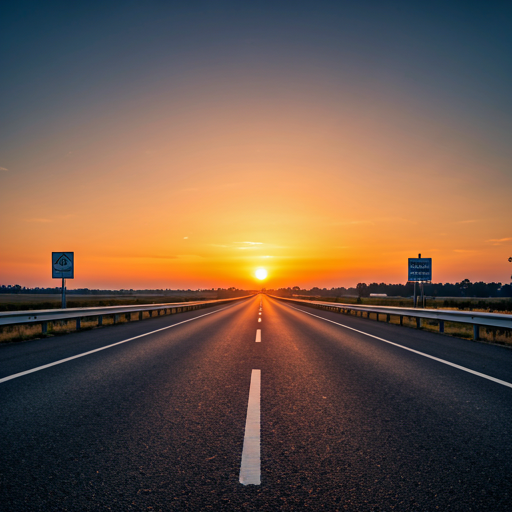 Open road at sunset